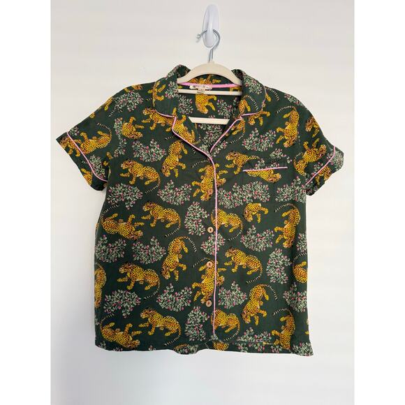 HAUTE DREAMZ Women’s Short Pajama Set Green Cheetah Fun Jungle Print Small - Picture 1 of 13